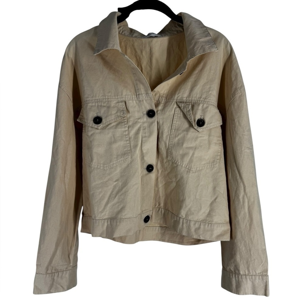 Carly Jean cute cropped Jacket beige neutral Medium 100% cotton